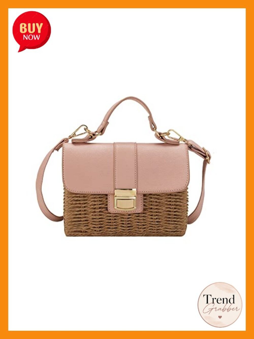 Woven Straw Crossbody Bag with Rattan, Top Handle Handbag Envelope Purse